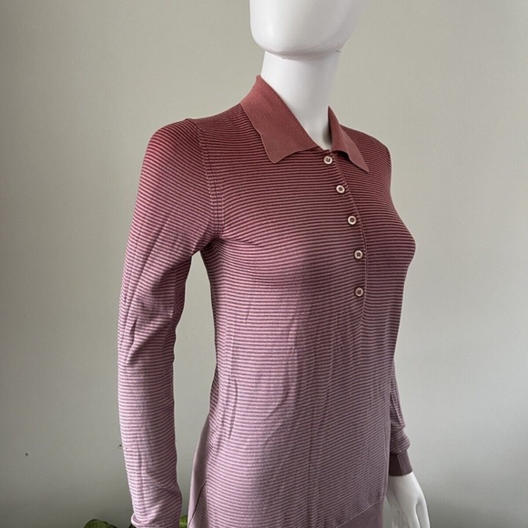 🩷💜 Prada Wool Silk Ribbed Ombré Knit Polo Pullover - Picture 3 of 13